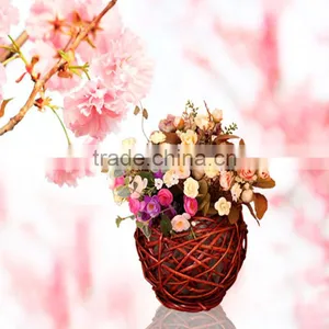 Factory Directly Supply Artificial Flower Basket Decoration Wicker Flowerpot thumbnail-1