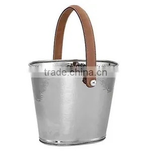 Oval Shape Leather Handle Metal Wine Bucket thumbnail-1