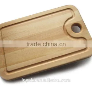 Best Organic Natural Beech Wood Cutting Board With Holder Hole 13-3/4"x9"x3/4" Chopping Board With Groove thumbnail-1