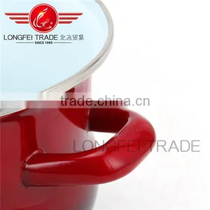 New Design With Custom Logo Persimmon Type Enamel Casserole Set Turkey Pot With Glass Lid thumbnail-5