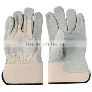 Natural Color Cow Split Leather Safety Glove thumbnail-1