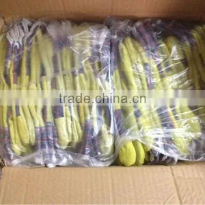DDSAFETY 2017 Yellow Cow Split Leather Gloves Stripe Cotton Back Safety Gloves thumbnail-2