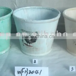 Herb Water Slide Decal Paper Wooden Pot Planter Flower Pot With Water-wash Color thumbnail-1