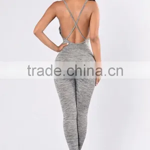 Blank Catsuit Latex Sexy Scoop Neck Criss Cross Back Skinny Leg Sexy Romper Women thumbnail-4