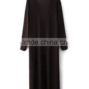 Latest Design Casual Fashion Long Sleeve v Neck Open Front Loose Fit Maxi Dress Muslimah thumbnail-2
