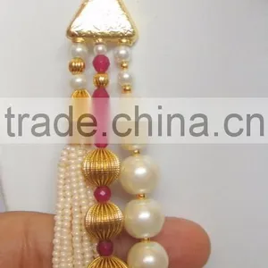 LONG Gold Plated Pearl Beads Necklace EARRING Set thumbnail-2