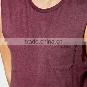 New Design 100% Cotton Custom Pocket Blank Tank Top for Men thumbnail-3