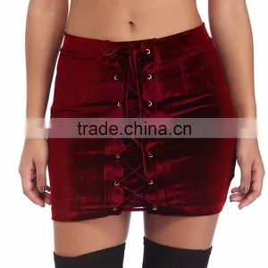 Custom Made Latest Sexy Mature Ladies Tight Mini Velvet Skirts thumbnail-1