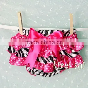 Baby Hot Pink Polka Dots Zebra Satin Ruffles Bloomers Panties BSZM5 thumbnail-1