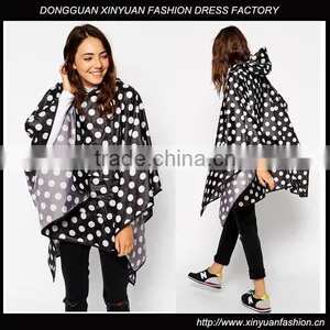 All Over Polka Dot Ladies Hooded Poncho thumbnail-1