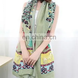 Ethnic Style Textile Fabric Tassels Scarves Mint Printed Oversize Women Fashion Scarves Cape thumbnail-2