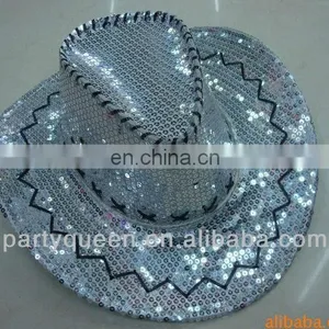 Silver Paillette Cowboy Hat A-013 thumbnail-1