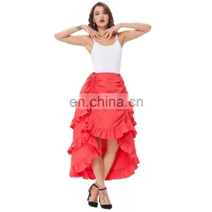 Belle Poque Women's Costume Cotton Red Retro Vintage Gothic Skirt High Low Skirt BP000222-2 thumbnail-2