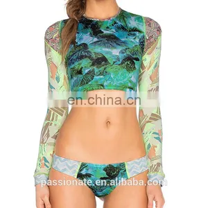 Printed Lace-up Back Sun Protection Rash Guard thumbnail-1