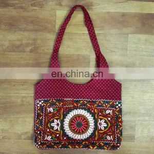 Traditional Indian Small Banjara Badmeri Rajsthani Boho Banjara Tote Bag-Tribal Bag Wholesale Kutchi Embroidery Shoulder Bag thumbnail-1