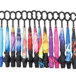 Double Layer Canopy Inside Out Reversible Umbrella, Upside Down Umbrella, Reverse Inverted Umbrella thumbnail-3