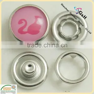 Pink Color Printed Pearl Snap Button for Girl Clothes thumbnail-1