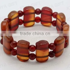 Natural Red Agate Stone Beaded Bracelet thumbnail-1