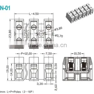 7poles Pitch 7.40mm Feed-Through Terminal Blocks Termin Block thumbnail-2