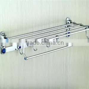 90 Degree Rotation Bathroom Wall Towel Shelf With Hooks With Blue&white Diamond A166 thumbnail-5