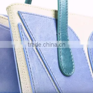 Oringal Designer New Brand Genuine Real Cow Leather Mix Cavans Butterfly Single Shoulder Bags Handles Handbag for Women thumbnail-6