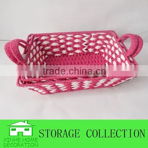 S/2 Rectangular Shape Paper Rope Woven Colorful Package Basket thumbnail-1