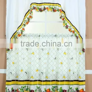AIR BRUSH 3 PCS KITCHEN CURTAIN WITH SUNFLOWER PATTERNS Quality Choice thumbnail-1