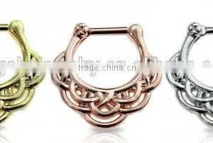 Chinese Knot 316L Surgical Steel Septum Clicker Nose Piercing Body Jewelry thumbnail-1