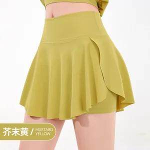 Quick Drying Built-in Pocket With Ruffle Edge, Outdoor Badminton and Tennis Skirt, Anti Glare Fake, Two High Waisted Yoga Skirts and Pants thumbnail-1