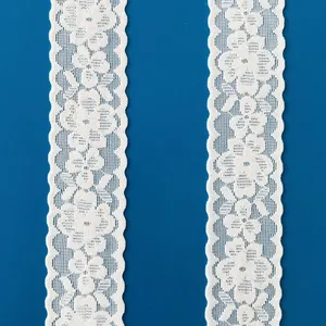 Wholesale Lace Trim Flower Elastic Lace Ribbons for Craft Gift Package Decoration Wedding Headbands thumbnail-5