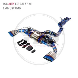 HMD Titanium Alloy Exhaust Catback for AUDI R8 V10/RS3 8Y Auto Replacement Modification Electronic Valve Baked Blue WhatsApp+86 18946955156 thumbnail-4
