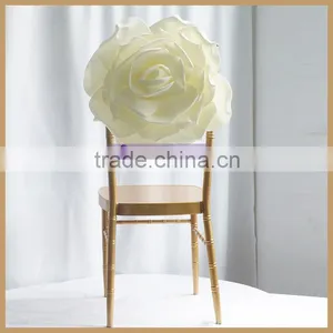 C313A Cheap White Ivory Flower Weeding Banquet Chair Cover thumbnail-1