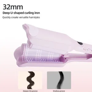 Hot Selling Chicken Rolls Curler/multi Gear Temperature Regulating Big Wave Water Corrugated Two Tube Curling Stick（Wechat:13510231336） thumbnail-5