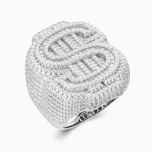 Shining Star Jewelry Custom Mens Big Dollar Sign Moissanite Hip Hop Rapper Ring thumbnail-2