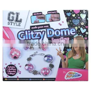 Make Your Own Glitzy Dome Jewellery for Kids Craft Diy Jewelry Set Beauty Set thumbnail-1