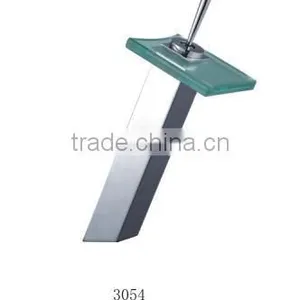 Brass Chrome High Glass Waterfall Basin Faucet thumbnail-1
