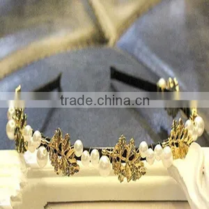 Tokyo Milk Wedding Accessories 2015 Wholesale Gold Pearl Leave Head Band thumbnail-3