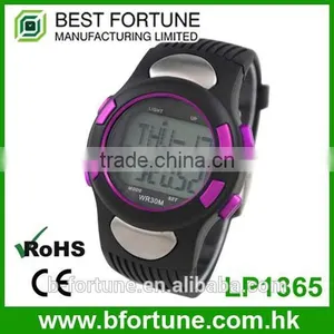 LP1365 Plastic Case LCD Stainless Steel Case Back Pedometer Crane Sports Heart Rate Monitor Sports Watch thumbnail-1