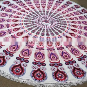 Ombre Mandala Round Beach Towel With Terry thumbnail-6