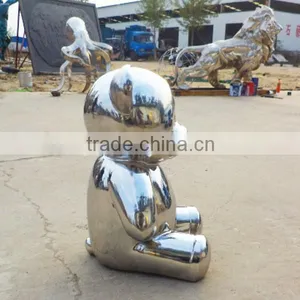 Stainless Steel Lovely Sitting Bear Sculpture thumbnail-3