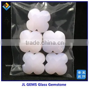 Synthetic 4 Leaf Flower Shape Milky Pink Glass Stone Of Made In China thumbnail-1