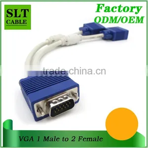 SLT DB15 Pin VGA Male to 2 VGA Female Adapter Splitter Y Cable thumbnail-2