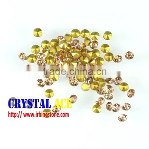 China Bulk Wholesale Chaton Stones, Peach Color Machine Cut Gems Pointed Back, Foiled Back Glass Rhinestones for Decorating thumbnail-1