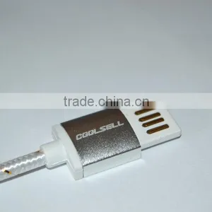 Dual Nylon Braided Cable Gold Plated With Aluminium Alloy Casing and Metal Head thumbnail-1