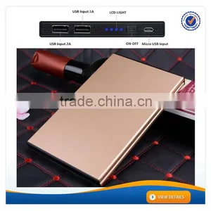 AWC834 2a Charger 12mm Ultrathin 20000mah Metal Dull Polish 2 Power Bank Charger Usb thumbnail-1