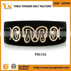 Beautiful Wide Metal Hook Buckle High Quality Cool Women Elastic Belt thumbnail-1