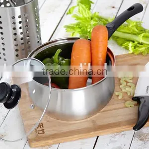 Charms 16cm Stainless Steel Sauce Pan With Glass Lid Capusled Three-layer Bottom thumbnail-3