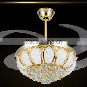 High Quality Hotel Decorative Crystal Ceiling Fan With LED Light thumbnail-2