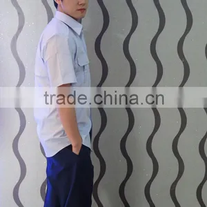 Light Blue Men's Short Sleeve Shirt Army Uniform thumbnail-5