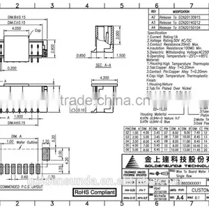 1.0mm Pitch 4-pin PCB Wire to Board SMT 180 Connector thumbnail-4